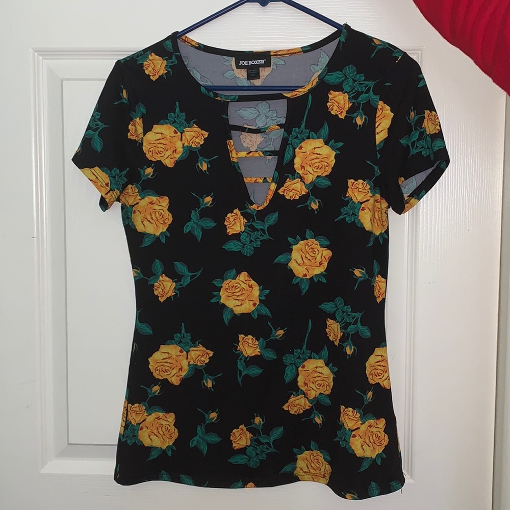 Black shirt with flowers